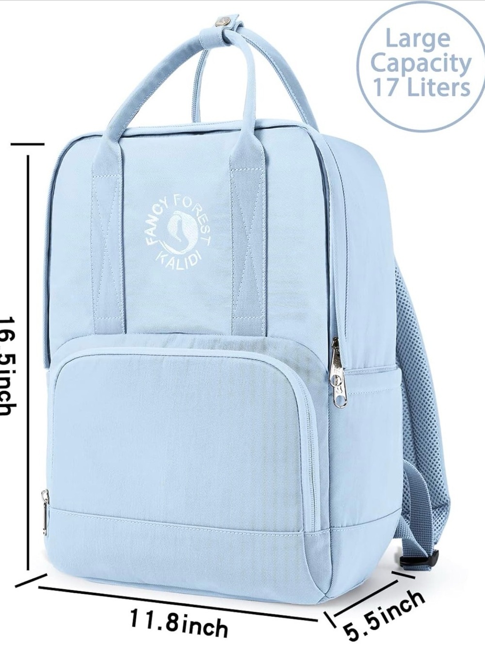 Kalidi Fancy Forest Nylon 17 Liters Light Blue Embroidered Backpack - Picture 2 of 4